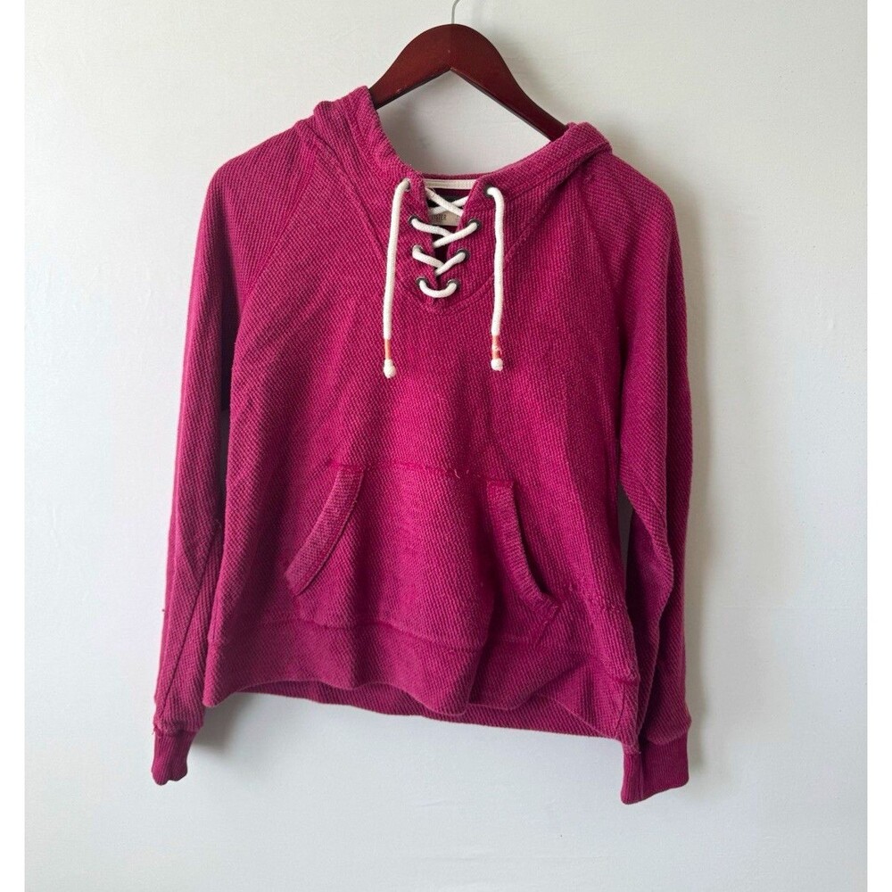 Hollister California Hoodie Womens M Burgundy Pullover Lace Up Pocket Logo